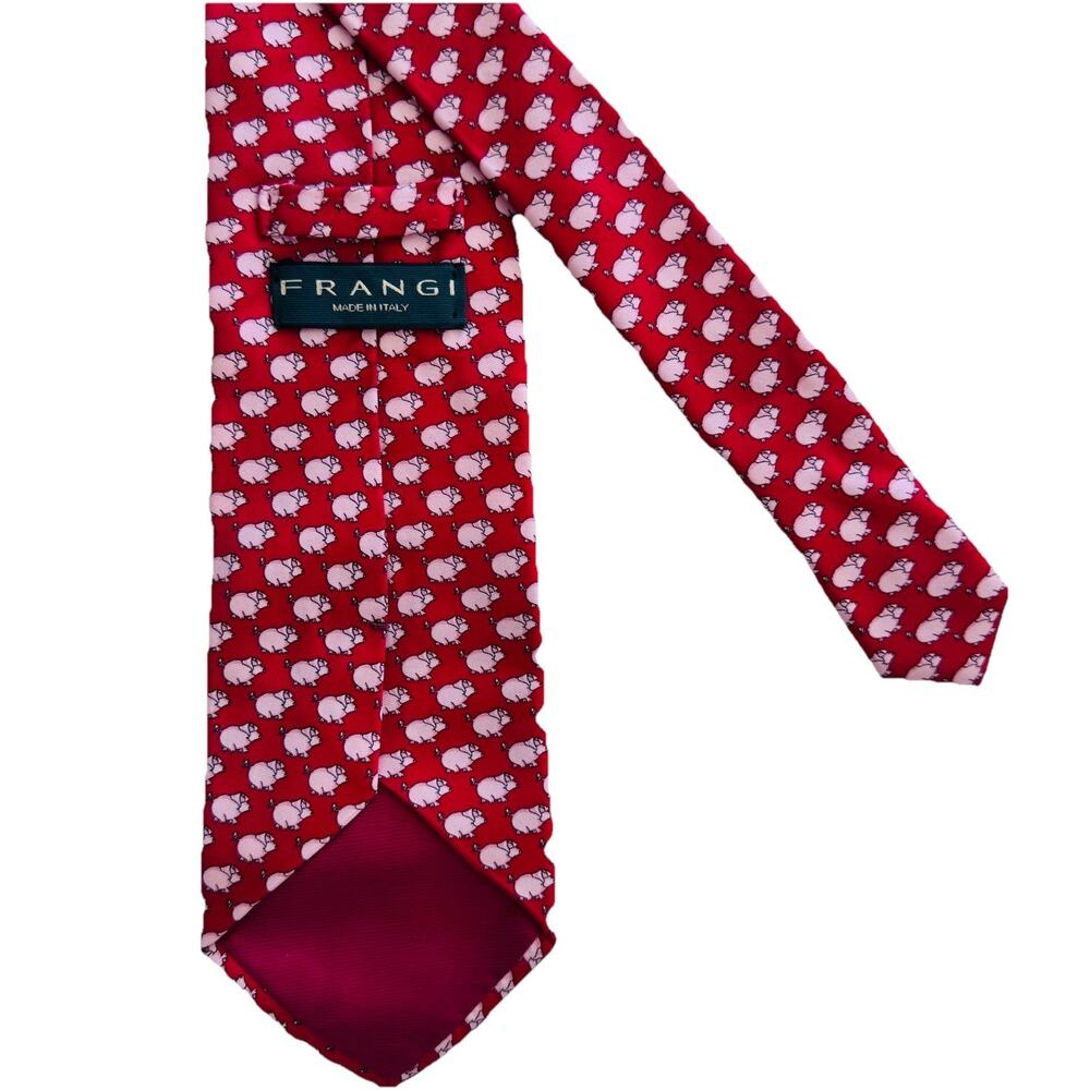 Frangi Made in Italy Mens Pig Print Silk Tie 3.5 x 57